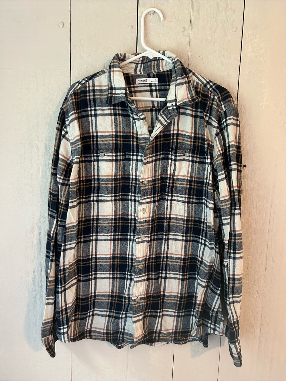 Loggercore Plaid Flannel Shirt in White, Cream & Black 100% Cotton